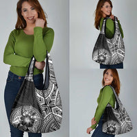 Hibiscus With Black Austronesian Tattoo Pattern Grocery Bag LT05 - Polynesian Pride