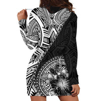 Hibiscus With Black Austronesian Tattoo Pattern Hoodie Dress LT05 - Polynesian Pride