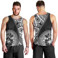 Hibiscus With Black Austronesian Tattoo Pattern Men Tank Top LT05 - Polynesian Pride