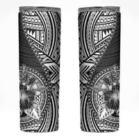 Hibiscus With Black Austronesian Tattoo Pattern Skinny Tumbler - Polynesian Pride