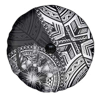 Hibiscus With Black Austronesian Tattoo Pattern Spare Tire Cover - Polynesian Pride