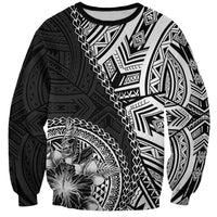 Hibiscus With Black Austronesian Tattoo Pattern Sweatshirt LT05 Unisex Black - Polynesian Pride