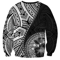 Hibiscus With Black Austronesian Tattoo Pattern Sweatshirt LT05 - Polynesian Pride