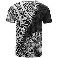 Hibiscus With Black Austronesian Tattoo Pattern T Shirt - Polynesian Pride