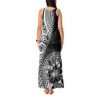 Hibiscus With Black Austronesian Tattoo Pattern Tank Maxi Dress LT05 - Polynesian Pride