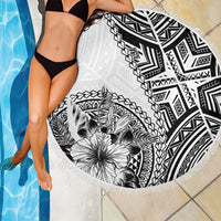 Hibiscus With White Austronesian Tattoo Pattern Beach Blanket LT05 - Polynesian Pride
