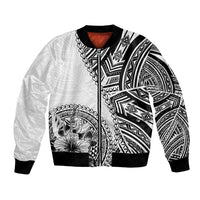Hibiscus With White Austronesian Tattoo Pattern Bomber Jacket - Polynesian Pride