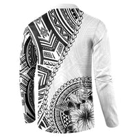 Hibiscus With White Austronesian Tattoo Pattern Button Sweatshirt LT05 - Polynesian Pride