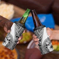 Hibiscus With White Austronesian Tattoo Pattern 4 in 1 Can Cooler Tumbler LT05 - Polynesian Pride