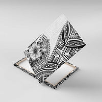 Hibiscus With White Austronesian Tattoo Pattern Canvas Wall Art LT05 With Frame White - Polynesian Pride