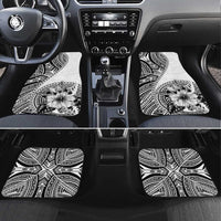 Hibiscus With White Austronesian Tattoo Pattern Car Mats LT05 Set 4pcs White - Polynesian Pride