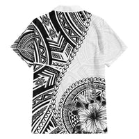 Hibiscus With White Austronesian Tattoo Pattern Family Matching Long Sleeve Bodycon Dress and Hawaiian Shirt - Polynesian Pride