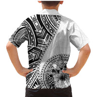 Hibiscus With White Austronesian Tattoo Pattern Family Matching Mermaid Dress and Hawaiian Shirt - Polynesian Pride