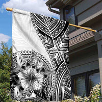 Hibiscus With White Austronesian Tattoo Pattern Garden Flag - Polynesian Pride