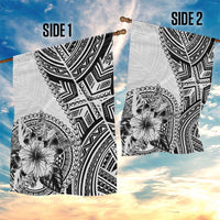 Hibiscus With White Austronesian Tattoo Pattern Garden Flag - Polynesian Pride