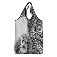 Hibiscus With White Austronesian Tattoo Pattern Grocery Bag LT05 - Polynesian Pride