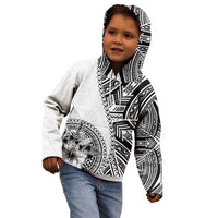 Hibiscus With White Austronesian Tattoo Pattern Kid Hoodie - Polynesian Pride