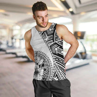 Hibiscus With White Austronesian Tattoo Pattern Men Tank Top LT05 White - Polynesian Pride
