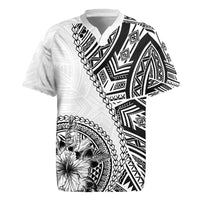 Hibiscus With White Austronesian Tattoo Pattern Rugby Jersey LT05 White - Polynesian Pride