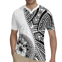 Hibiscus With White Austronesian Tattoo Pattern Rugby Jersey LT05 - Polynesian Pride