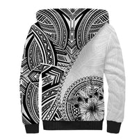 Hibiscus With White Austronesian Tattoo Pattern Sherpa Hoodie LT05 - Polynesian Pride