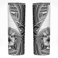 Hibiscus With White Austronesian Tattoo Pattern Skinny Tumbler - Polynesian Pride