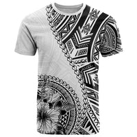 Hibiscus With White Austronesian Tattoo Pattern T Shirt - Polynesian Pride
