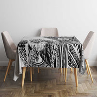 Hibiscus With White Austronesian Tattoo Pattern Tablecloth LT05 - Polynesian Pride