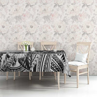Hibiscus With White Austronesian Tattoo Pattern Tablecloth LT05 - Polynesian Pride