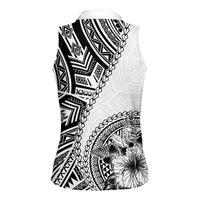 Hibiscus With White Austronesian Tattoo Pattern Women Sleeveless Polo Shirt - Polynesian Pride