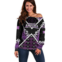 Personalised Aotearoa Moriori Off Shoulder Sweater Maori Pattern New Zealand - Polynesian Pride