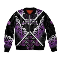 Personalised Aotearoa Moriori Sleeve Zip Bomber Jacket Maori Pattern New Zealand - Polynesian Pride