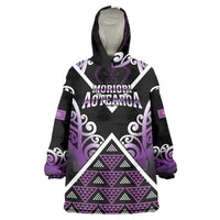 Personalised Aotearoa Moriori Wearable Blanket Hoodie Maori Pattern New Zealand LT05 One Size Purple - Polynesian Pride