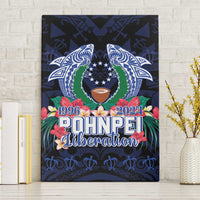 Happy Pohnpei Liberation Day Canvas Wall Art Polynesian Shark Turtle Motif LT05 Without Frame Blue - Polynesian Pride