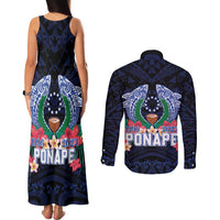 Happy Pohnpei Liberation Day Couples Matching Tank Maxi Dress and Long Sleeve Button Shirt Polynesian Shark Turtle Motif LT05 - Polynesian Pride