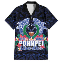 Happy Pohnpei Liberation Day Family Matching Summer Maxi Dress and Hawaiian Shirt Polynesian Shark Turtle Motif