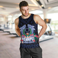 Happy Pohnpei Liberation Day Men Tank Top Polynesian Shark Turtle Motif LT05 Blue - Polynesian Pride