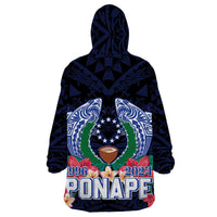 Happy Pohnpei Liberation Day Wearable Blanket Hoodie Polynesian Shark Turtle Motif LT05 - Polynesian Pride