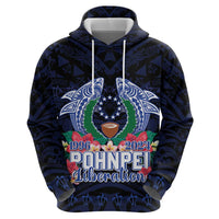 Happy Pohnpei Liberation Day Zip Hoodie Polynesian Shark Turtle Motif