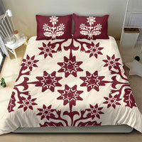 Cook Islands Maroon Tivaevae Bedding Set - Polynesian Pride