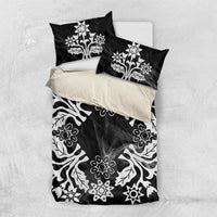 Cook Islands Tivaevae Quilt Bedding Set Black Marble - Polynesian Pride