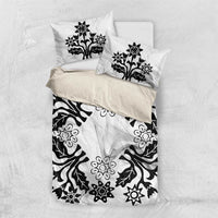 Cook Islands Tivaevae Quilt Bedding Set White Marble - Polynesian Pride