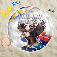 Filipino American History Month Beach Blanket Bald Eagle Tarsier Together LT05 One Size 150cm White - Polynesian Pride