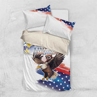 Filipino American History Month Bedding Set Bald Eagle Tarsier Together LT05 US Twin 172cm x 218cm White - Polynesian Pride