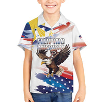 Filipino American History Month Family Matching Tank Maxi Dress and Hawaiian Shirt Bald Eagle Tarsier Together LT05 Son's Shirt White - Polynesian Pride