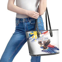 Filipino American History Month Leather Tote Bag Bald Eagle Tarsier Together LT05 - Polynesian Pride