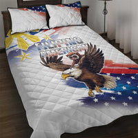 Filipino American History Month Quilt Bed Set Bald Eagle Tarsier Together LT05 White - Polynesian Pride