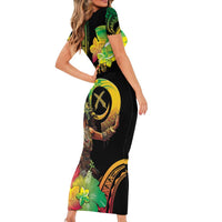 Halo Vanuatu Short Sleeve Bodycon Dress Beautiful Woman Dancing LT05 - Polynesian Pride