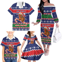 New Zealand Christmas Family Matching Off The Shoulder Long Sleeve Dress and Hawaiian Shirt Kiwi-sh You A Merry Christmas - Polynesian Pride