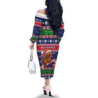 New Zealand Christmas Family Matching Off The Shoulder Long Sleeve Dress and Hawaiian Shirt Kiwi-sh You A Merry Christmas - Polynesian Pride